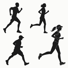 Fototapeta premium Silhouettes of runners