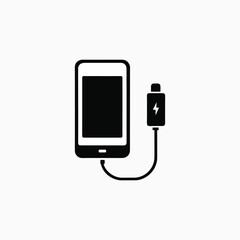 charging smartphone vector icon silhoutte template