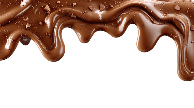 Melted chocolate border with smooth dripping edges realistic dessert frame illustration isolated on white background