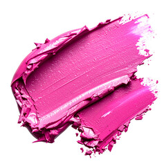 Close-up of vibrant pink lipstick smear against a stark black background