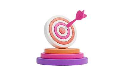 Dart hitting the bullseye on a tiered stand