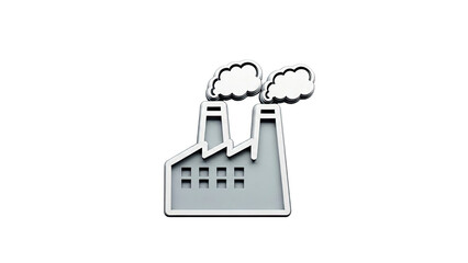 Factory Icon with Smoke Emitting from Chimneys