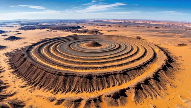 Spectacular Aerial View of the Richat Structure Also Known as the Eye of the Sahara