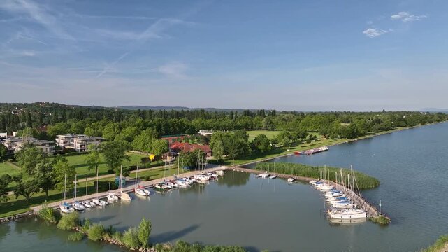 Aerial view of the Hungarian town of Zamardi near Lake Balaton