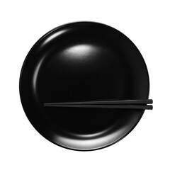 黒い皿と黒い箸