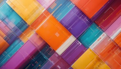 Abstract colorful geometric pattern with overlapping diagonal lines and bright hues