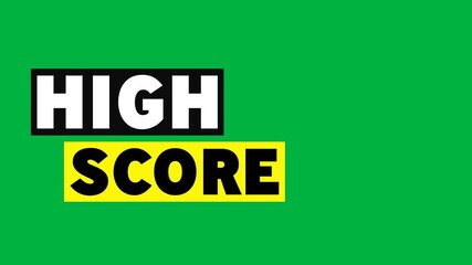 Animation of the words high score in white black and yellow on white background - Powered by Adobe