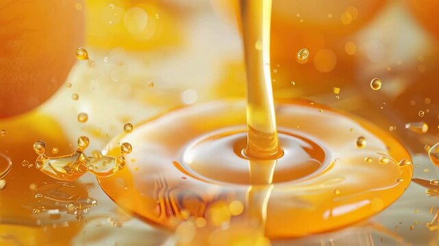 a drop of apricot essential oil. Selective focus