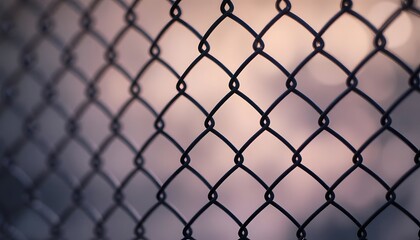 Naklejka premium Close up of a chain link fence with a blurred background
