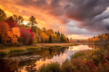 sunset over the river