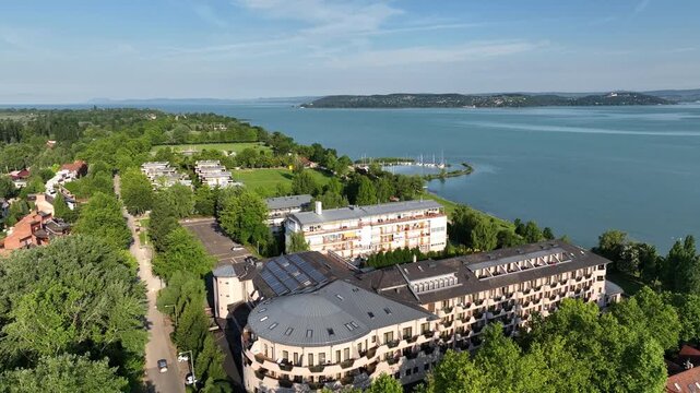 Aerial view of the Hungarian town of Zamardi near Lake Balaton