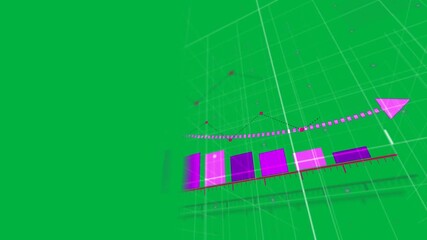 Animation of statistics recording with purple arrow and grid on white background