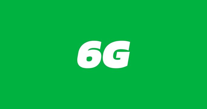 Animation of 6g text in white letters with multi coloured shadow on black background