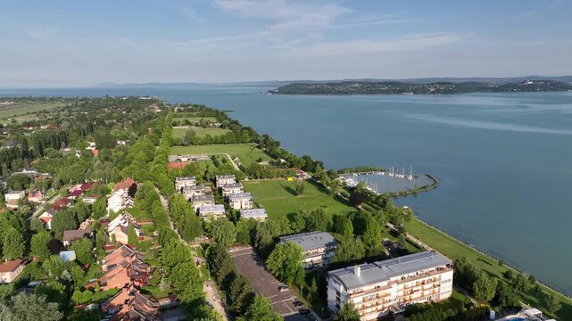 Aerial view of the Hungarian town of Zamardi near Lake Balaton