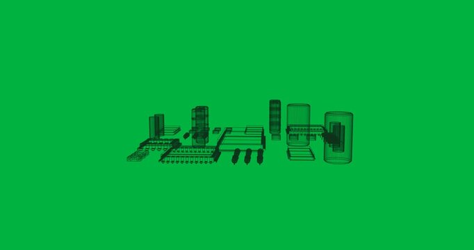 Animation of 3d circuit board diagram on white background
