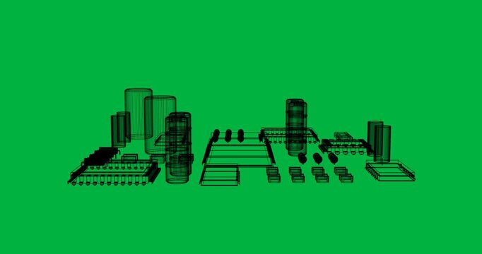 Animation of 3d circuit board diagram on white background