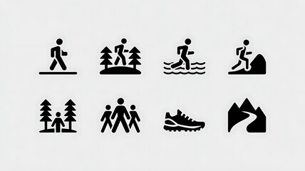 Obraz premium Active Lifestyle Icons Vector Illustration Set Showing Various Outdoor Activities and Sports Footwear for Health and Wellness