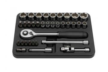 Ratchet socket wrench set with hex keys in kit