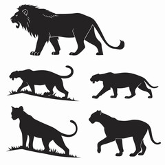 Collection of big cat silhouettes © RABBI