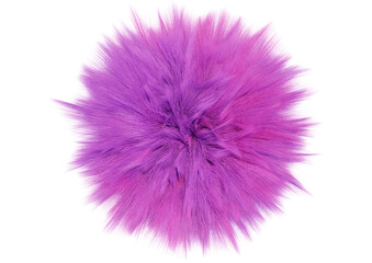 Vibrant purple fluffy pom-pom on black background