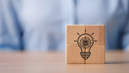 Using AI to generate business ideas. Artificial intelligence tool help business to identify potential opportunities for new products or services, creative ideas or content. AI adoption for business.