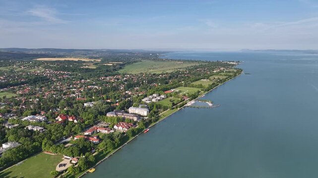 Aerial view of the Hungarian town of Zamardi near Lake Balaton