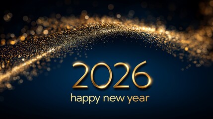 Golden 2026 New Year celebration with sparkling glitter
