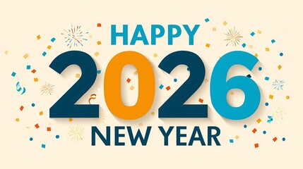 Happy New Year 2026 Celebration with Colorful Confetti