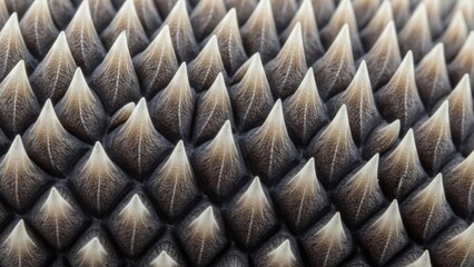 Abstract macro pattern of pointed organic protrusions displaying complex biological detail