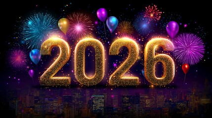 Celebrating the vibrant future with sparkling 2026 fireworks display