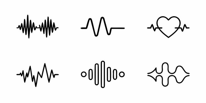 Collection of simple black line icons representing various waveform patterns