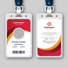 Modern Employee ID Card Template with Lanyard