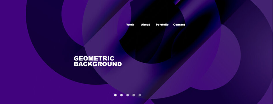Abstract purple design features flowing shapes, text elements. Minimalist aesthetic suitable for website header or presentation. - Powered by Adobe