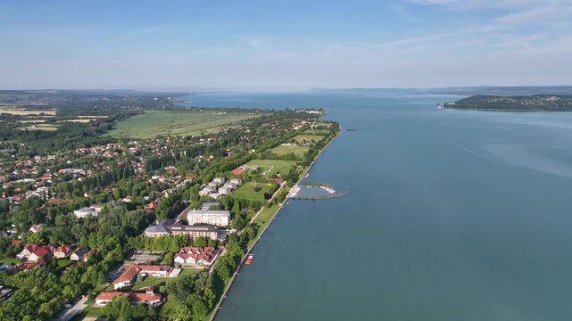 Aerial view of the Hungarian town of Zamardi near Lake Balaton