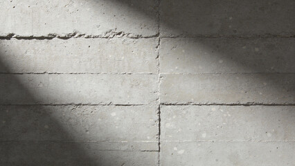 Concrete wall with horizontal joints and shadow patterns