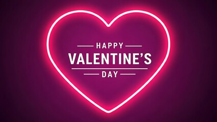 Vibrant Neon Heart Sign Illustration with Glowing Pink Outline and Romantic Valentine's Day Celebration Design on Purple Background