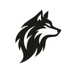 Obraz premium Elegant Silhouette of a Wolf: This sleek and stylish illustration presents a powerful wolf head in a sophisticated, minimalist design, exuding strength and wildness. 