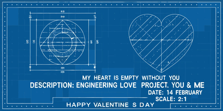 Blueprint of a heart a romantic engineering design for valentine s day