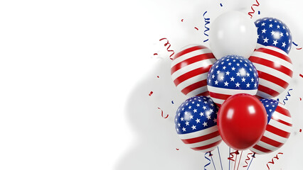 Celebrating president's day with patriotic american flag balloons and confetti