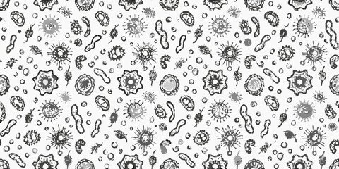 Intricate black and white pattern featuring abstract floral and organic shapes