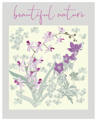 Poster with exotic flowers in vintage style