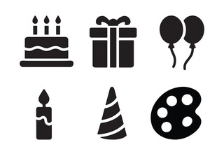 set of birthday party icons