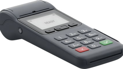 Modern payment terminal with keypad and display screen