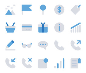 Blue color icons set for User interface.