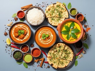 Delicious indian cuisine with variety of dishes and spices
