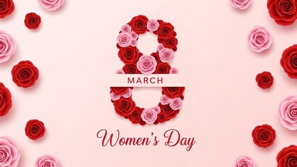 International women's day celebration with roses and floral design