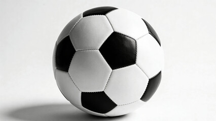 Classic black and white soccer ball on a neutral background