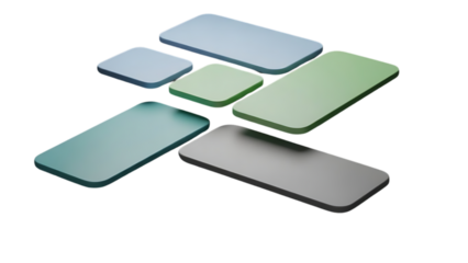 Modern abstract shapes in soothing colors on transparent background