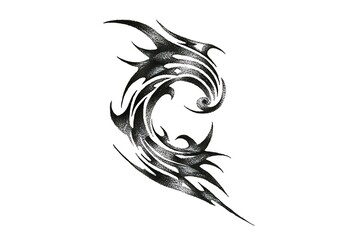 Obraz premium Stunning black tribal wave tattoo design on white background
