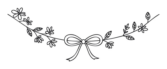 Elegant botanical divider with a charming bowknot accent ideal for crafting bespoke stationery, digital scrapbooks, and seasonal celebration announcements